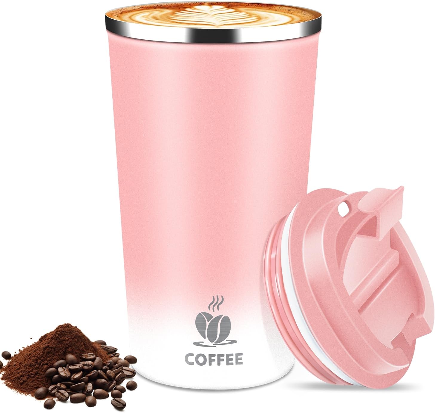 17oz Insulated Travel Coffee Mug with Flip Lid – Leakproof Stainless Steel Insulated Coffee Tumblers, Portable Thermos Cup for Hot & Cold Drinks, Perfect for Camping & On-the-Go