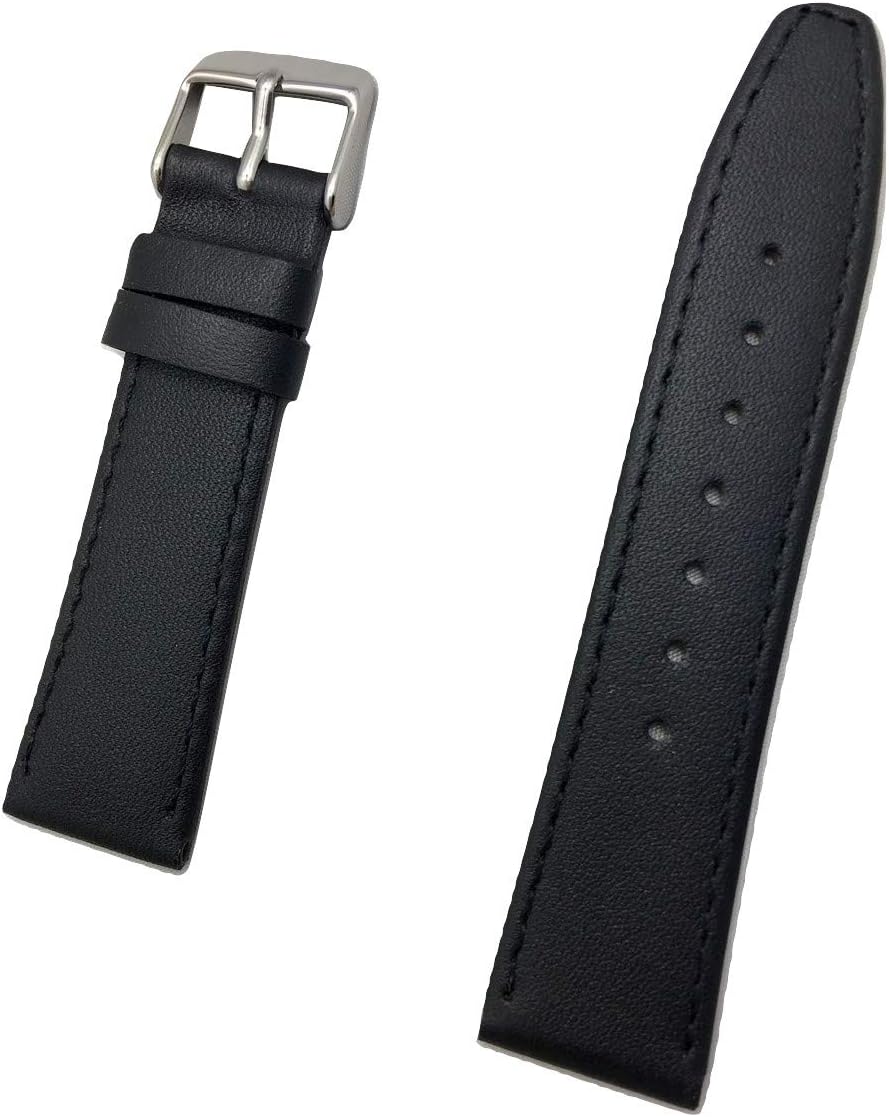 19mm Short Size, Black Genuine Leather Watchband Replacement Watchstrap