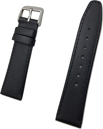 19mm Short Size, Black Genuine Leather Watchband Replacement Watchstrap | Mens Short Length