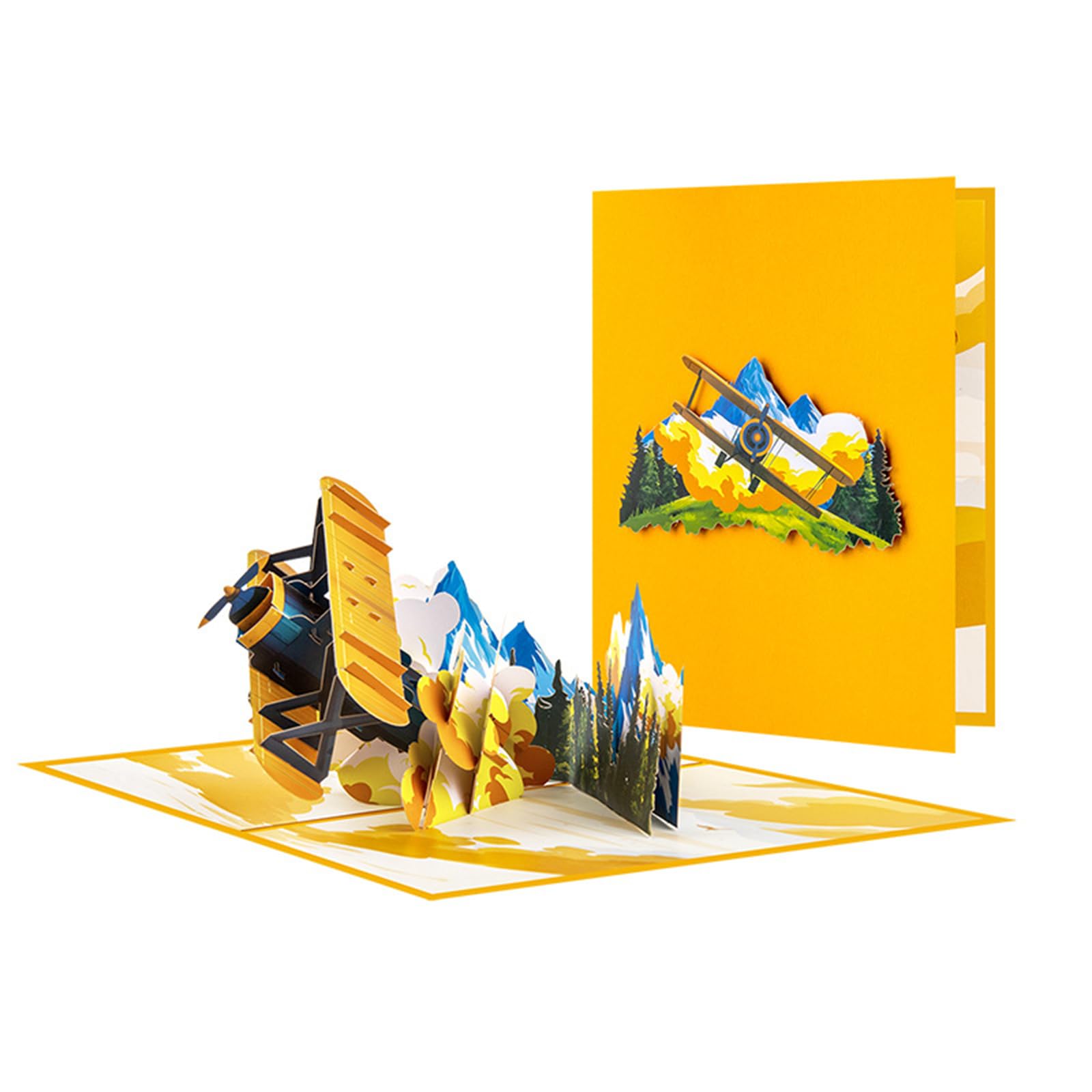 Tsophreniq 3D Plane Birthday Greeting Card for Men Surprise Popup Designing for Father Son Husband Grandpa with Envelope Grandfather Birthday Card