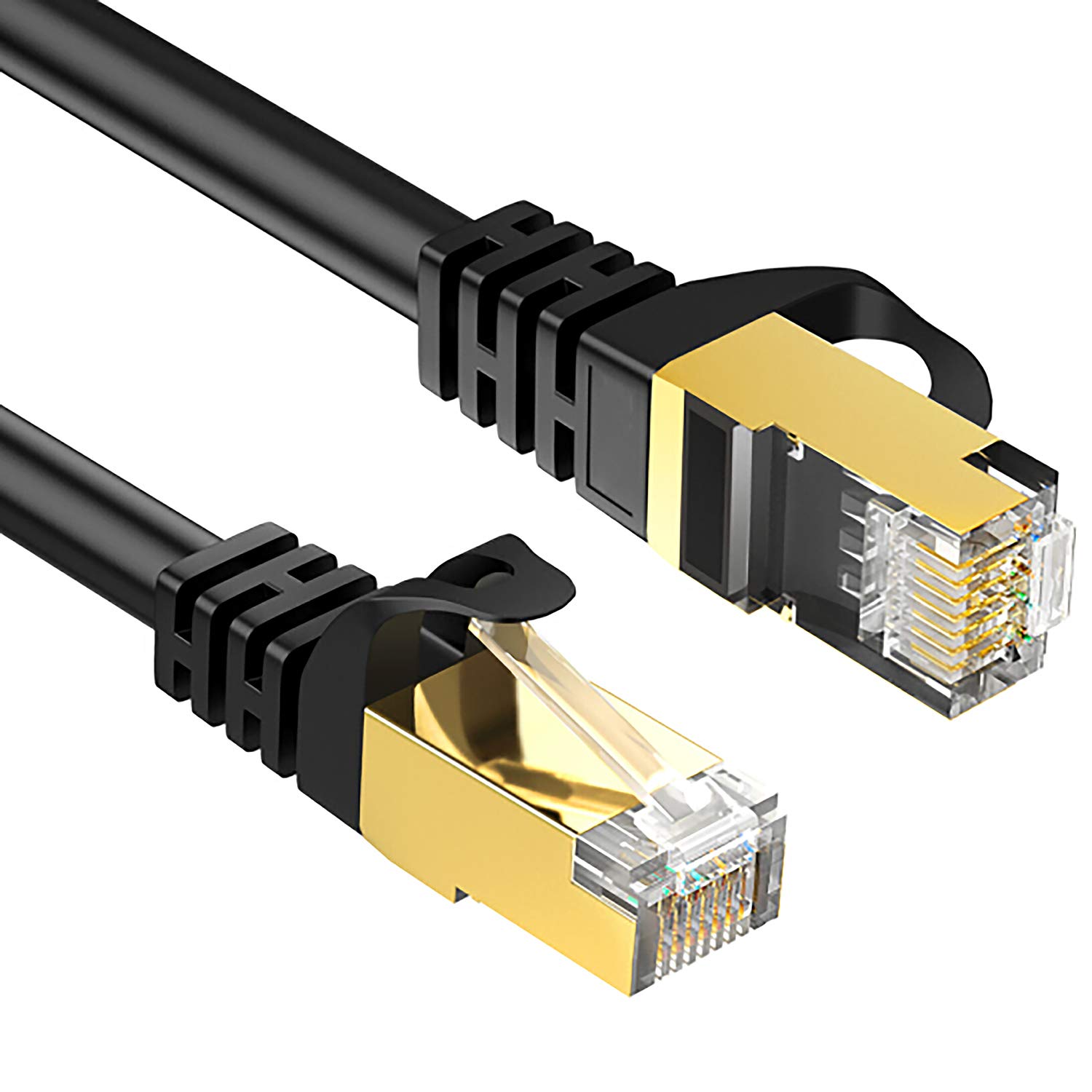 Ethernet Cable 25 ft Cat 8 Outdoor 26AWG Fast Gigabit Ethernet LAN Cable LAN Wire Internet Cable Cord Shielded for Gaming, Modem, Camera, Router, PC, POE, Laptop, PS4, Xbox Black
