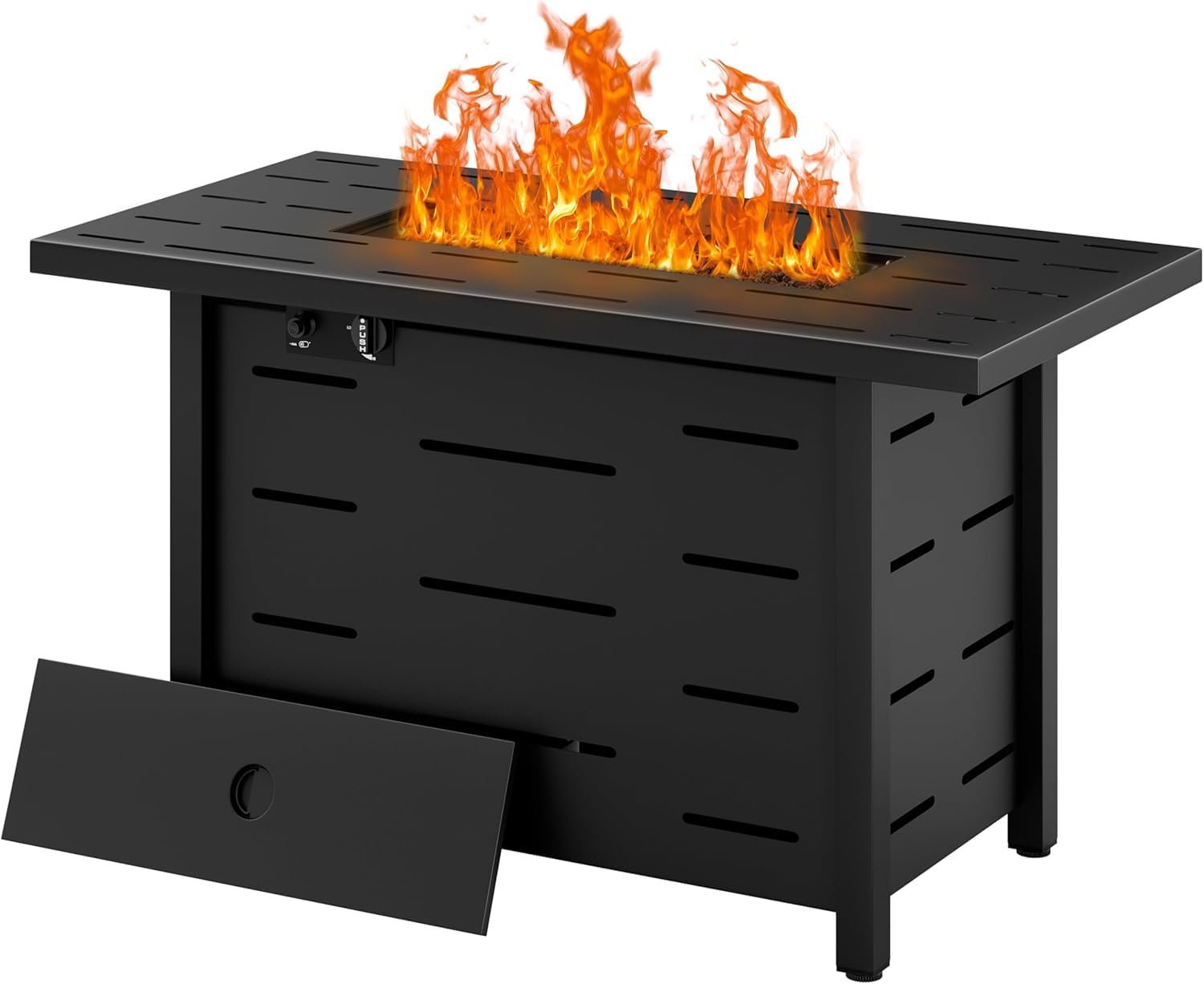 Shintenchi 43 inch Outdoor Propane Fire Pit 50,000 BTU Gas Fire Pit Table with Lid, Waterproof Cover, Rectangle Gas Firepit Table for Garden/Patio, CSA Certification - 1