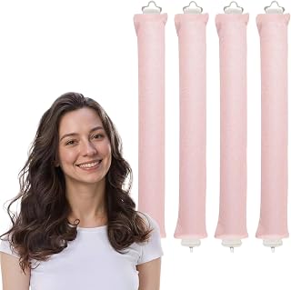 Heatless Hair Curls Overnight Blowout Rods,Beauty Sleep Essentials Extra Long Jumbo Velvet Heatless Curls Blowout Rods,Pink