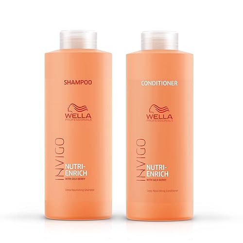 Wella Professionals Invigo Nutri-Enrich - Set de champú y acondicionador, hidratación profunda, para cabello seco y dañado, tamaños de litro