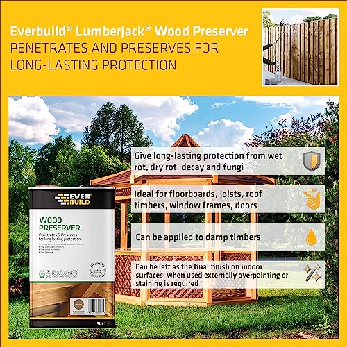 Everbuild Wood Preserver – Interior And Exterior Use – Low Odour – Quick Drying – Long Lasting Protection – Dark Oak – 5 Litres 3 Everbuild Wood Preserver – Interior And Exterior Use – Low Odour – Quick Drying – Long Lasting Protection – Dark Oak – 5 Litres - Image 3