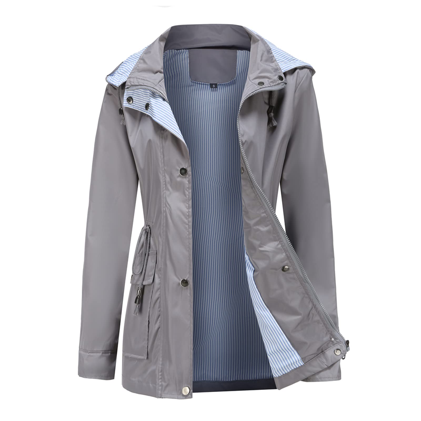 MODFUL Giacca impermeabile a maniche lunghe da donna, giacca a vento impermeabile con cappuccio, leggera, antivento