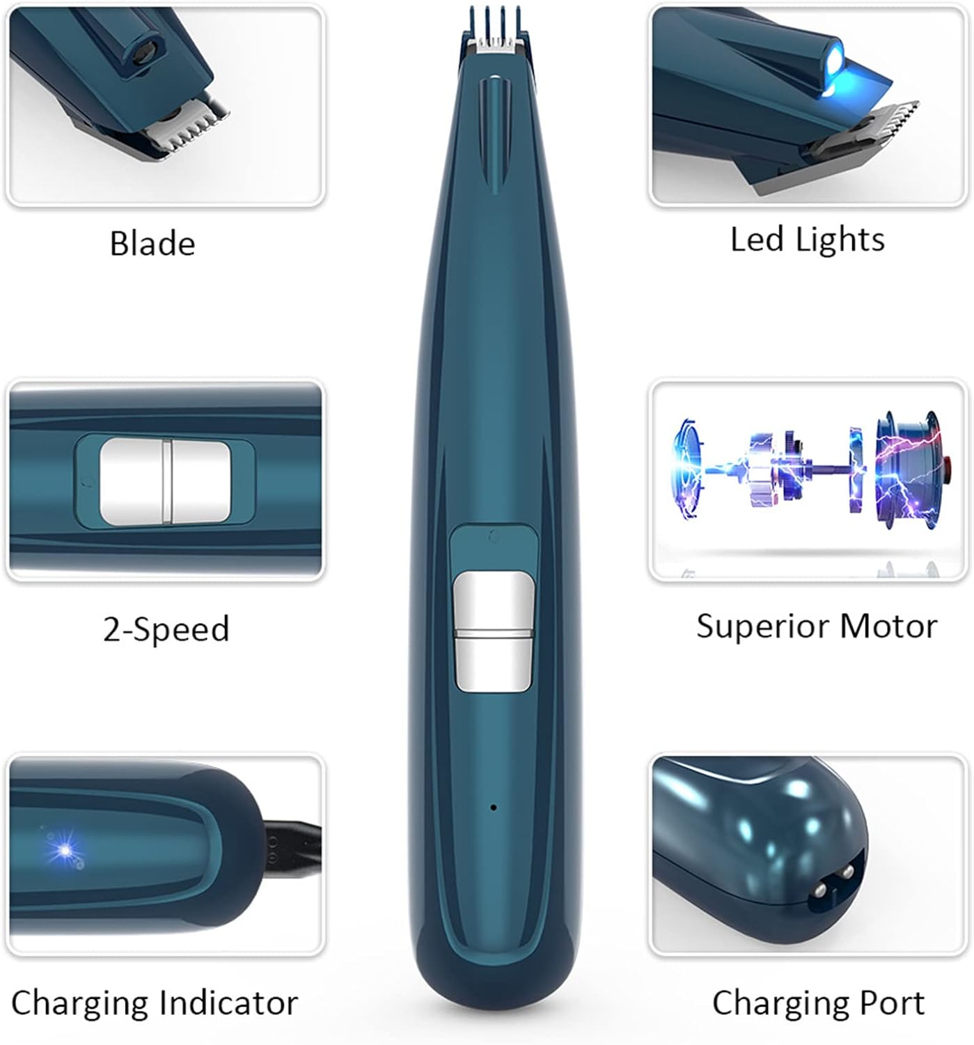 Dog Clippers Set for Grooming, Rechargeable Pet Clippers with Scissors, Pet Hair Grooming Trimmer with Low Noise for Paws, Eyes, Ears, Face, Rump