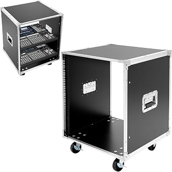 12u Av Rack Case with Wheels, Portable Rolling Network Rack, Metal Studio Rack Cabinet, Built-in Handles, Locking Swivel Caster Wheels, Telecom, Equipment Rack for Ktv Rooms, Conference Rooms, Etc