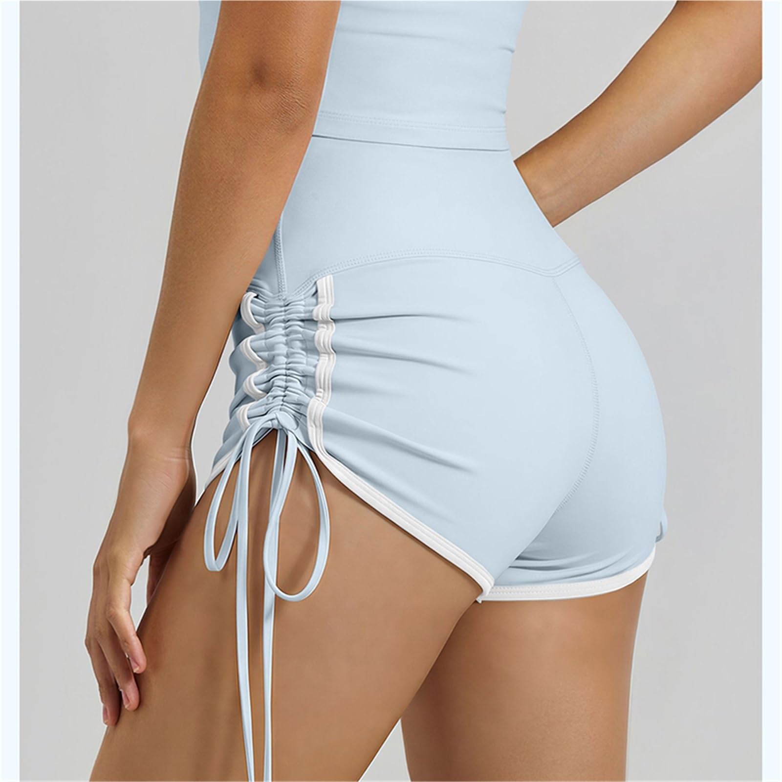 Yoga Shorts Shorts de Yoga for Femmes, Taille Haute, Sexy, Cordon Serrage latéral, entraînement Levage des Fesses, séchage Rapide, vêtements Gymnastique Respirants