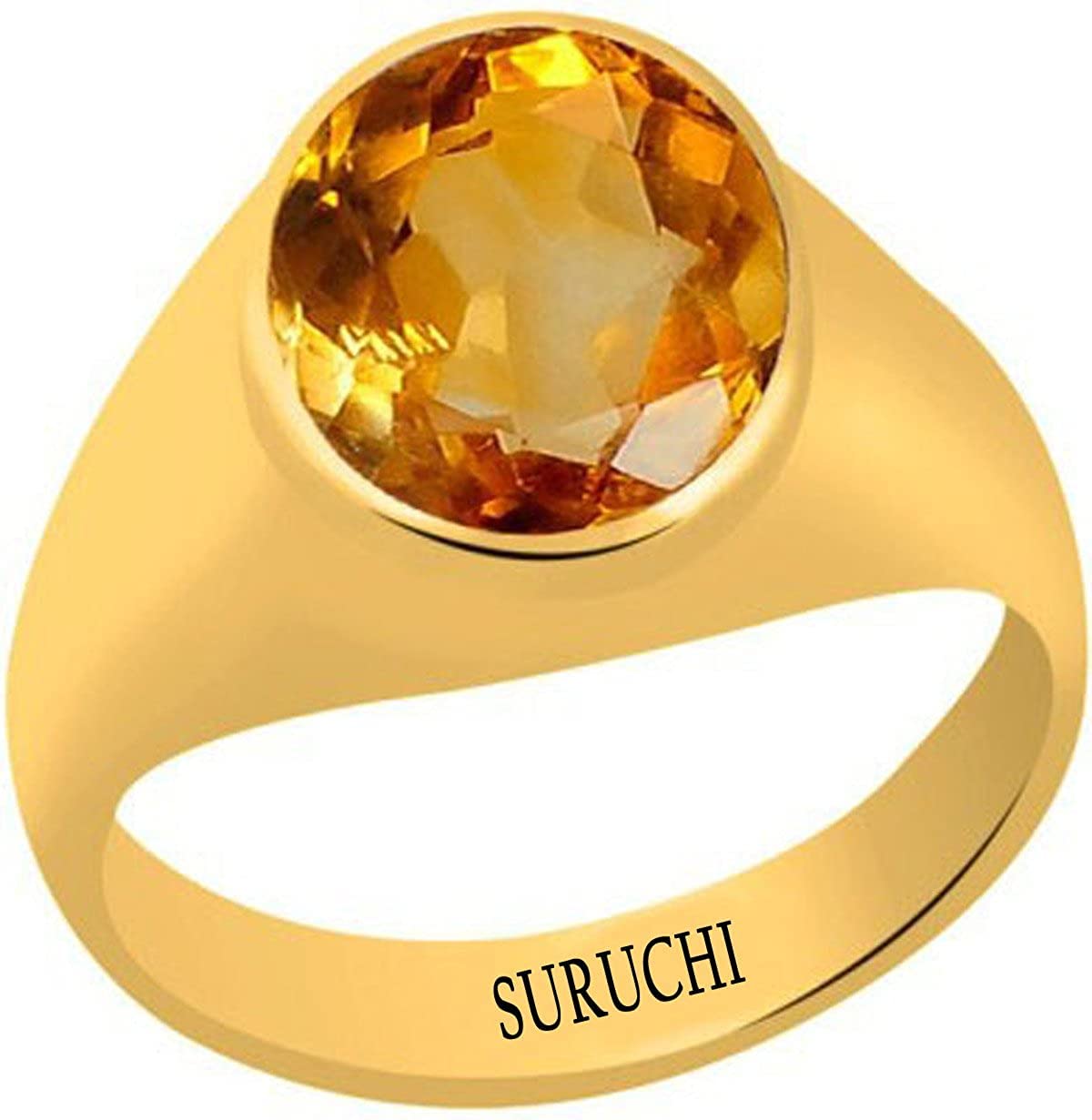 Suruchi Gems & Jewels Yellow Sapphire/Pukhraj 6.25 Ratti or 5.7 Carat Astrological Gemstone Panchdhatu 22K Gold Plated Ring for Men & Women (B08W8Y7P1L) Amazon Price History, Amazon Price Tracker