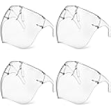 4 Pack Face Shield with Glasses, Face Mask Shield Anti-Fog Clear Ultra Clear Reusable Protective Plastic Face Shield Mask Droplet Splash Guard for Women Men Kids