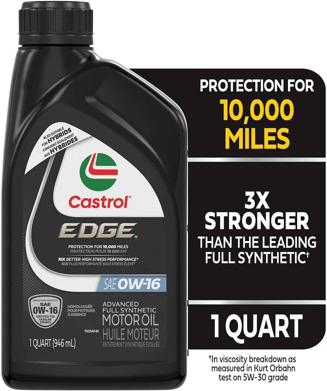 Castrol EDGE 0W-16 Advanced Full Synthetic Motor Oil, 1 Quart, Pack of 6