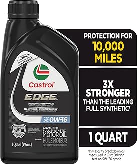 Castrol Edge 10W-16 Advanced Full Synthetic Motor Oil, 1 Quart, Pack of 6