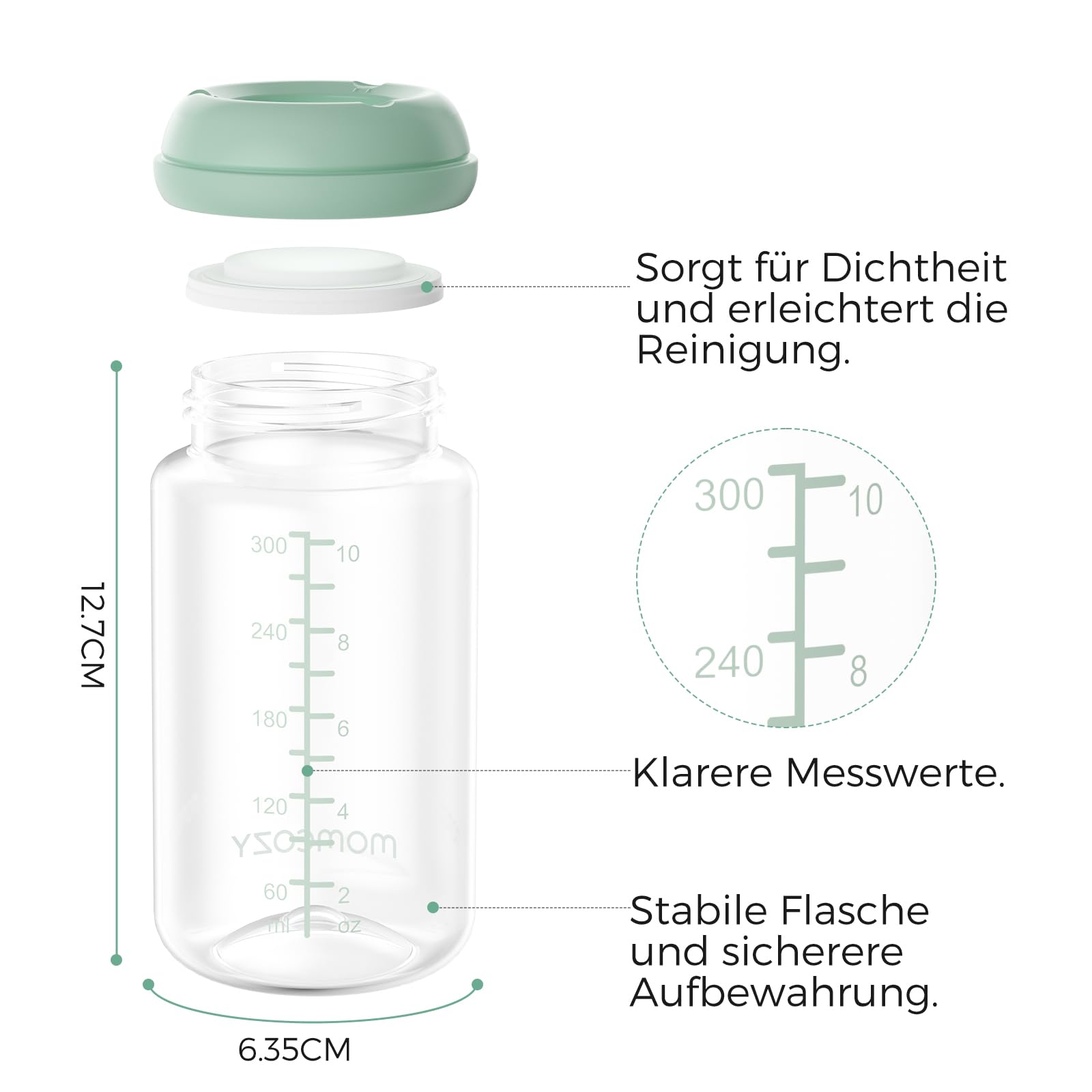 Momcozy Natürliche Baby Bottle Muttermilch Bewahrung, 330ml Breitmaul-Muttermilch-Aufbewahrungsflasche für Kühlschrank & Momcozy Muttermilch-Kühler, BPA-freie Milchsammelflaschen, Stillhilfe, 4er Pack