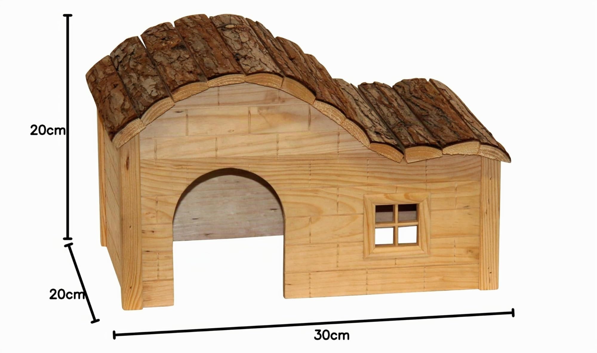 Kerbl Pet villetta Welle Nature, cuccia per piccoli animali, casetta per roditori, naturale, 30x20x20 cm, legno, conigli, porcellini d'India, criceti, da rosicchiare, pre-assemblata