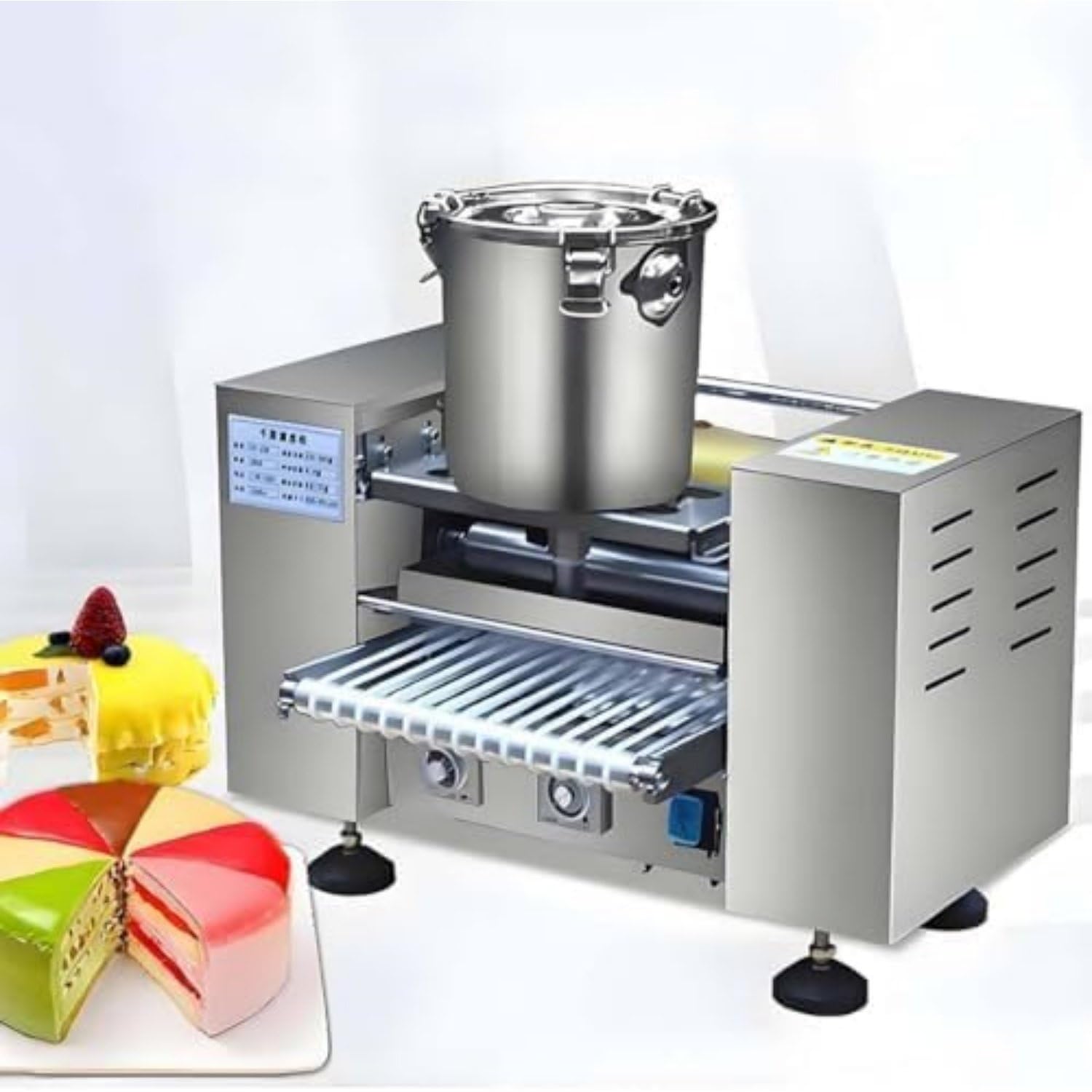 UofZc Commercial Automatic Mille Crepe Cake Making Machine,Thousand-Layer Egg Skin Maker,Thousand Layers Cake Skin Machine Crepe Crust Machine,Crepe Thickness: 0.4-1.2mm 8-inches