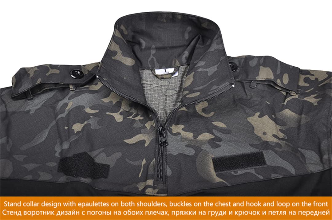 T-Shirt da Uomo tattico Militare Militare Camo1 da Arrampicata T-Shirt da Caccia Sportiva Traspirante (Pitone Nero L)