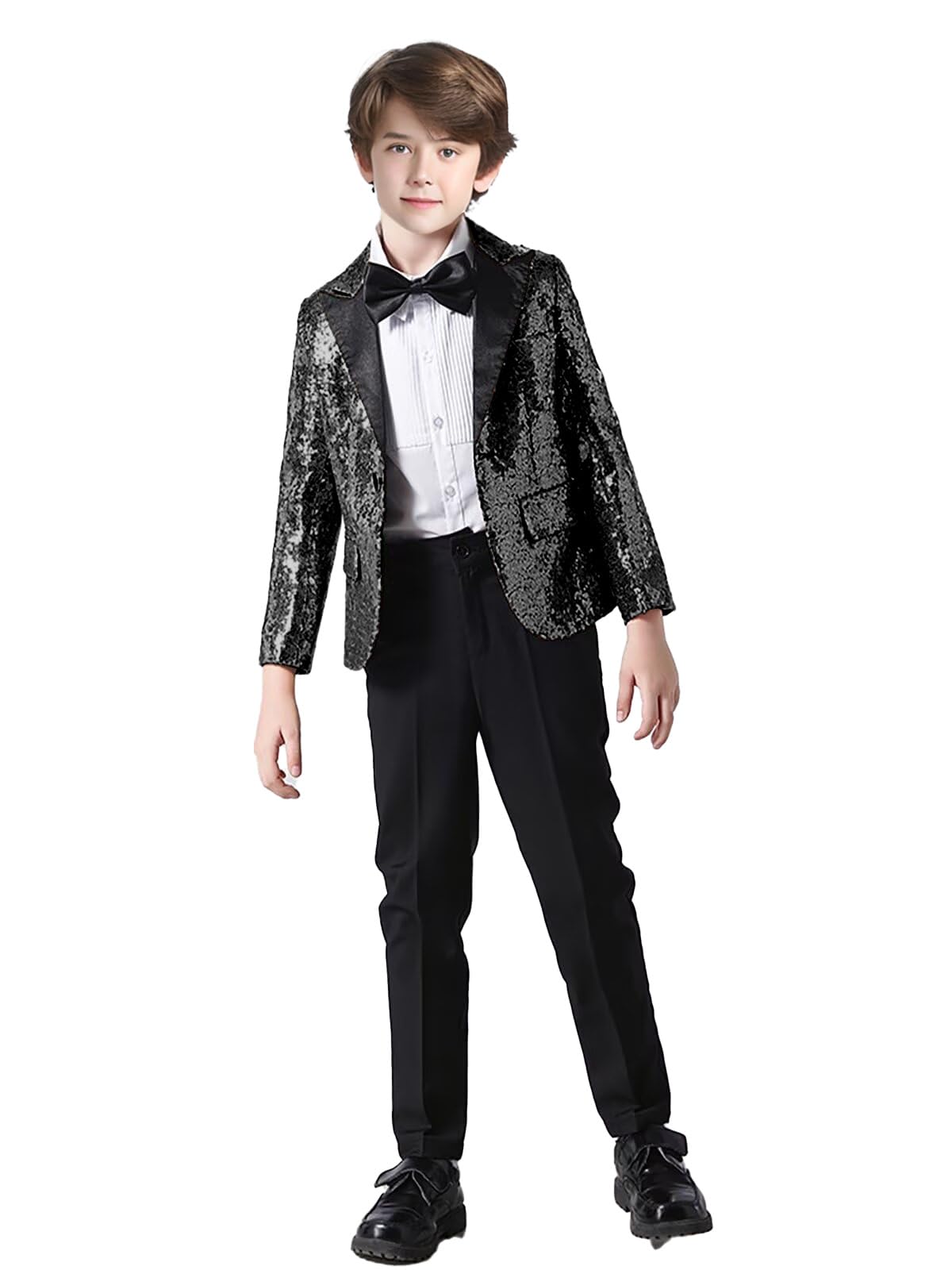Jungen 2 Stück Funkelnd Grün Jungen Anzug Pailletten Jungen Anzug Ring Träger Anzug Junge Outfit Kommunion Anzug Hochzeit