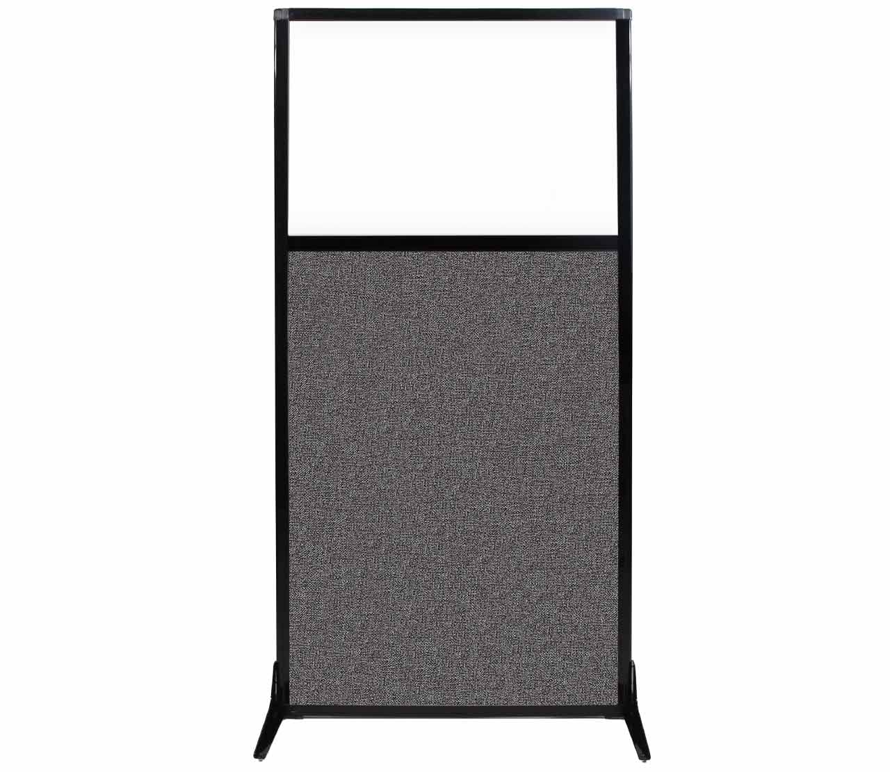 Versare Workstation Partition | Portable Wall Divider | Modern Office Cubicle | Free Standing Privacy Screen | Flexible Work Space | 33" x 70" W/Window, Charcoal Gray Fabric Panels