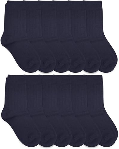 Jefferies Socks Calcetines de vestir para uniforme escolar para niños, paquete de 12 pares