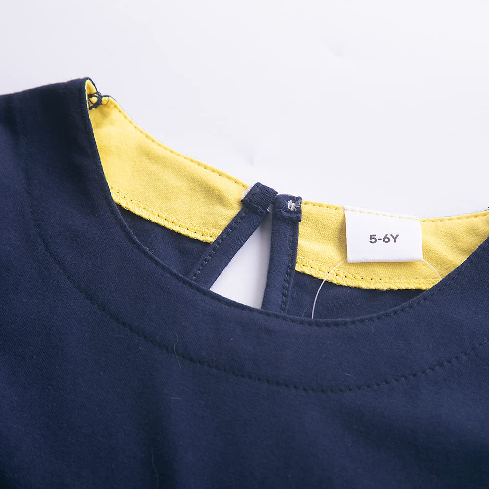 RETSUGO Vestito da bambina a trapezio carino unicorno arcobaleno modello manica corta casual bambina abiti per feste 1-8 anni
