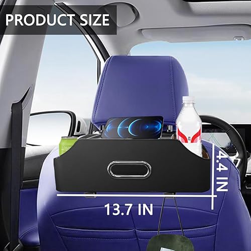 Miniatura 3 de AUCELI Organizador de respaldo de asiento de automóvil con portavasos y caja de pañuelos, caja de almacenamiento colgante para reposacabezas con