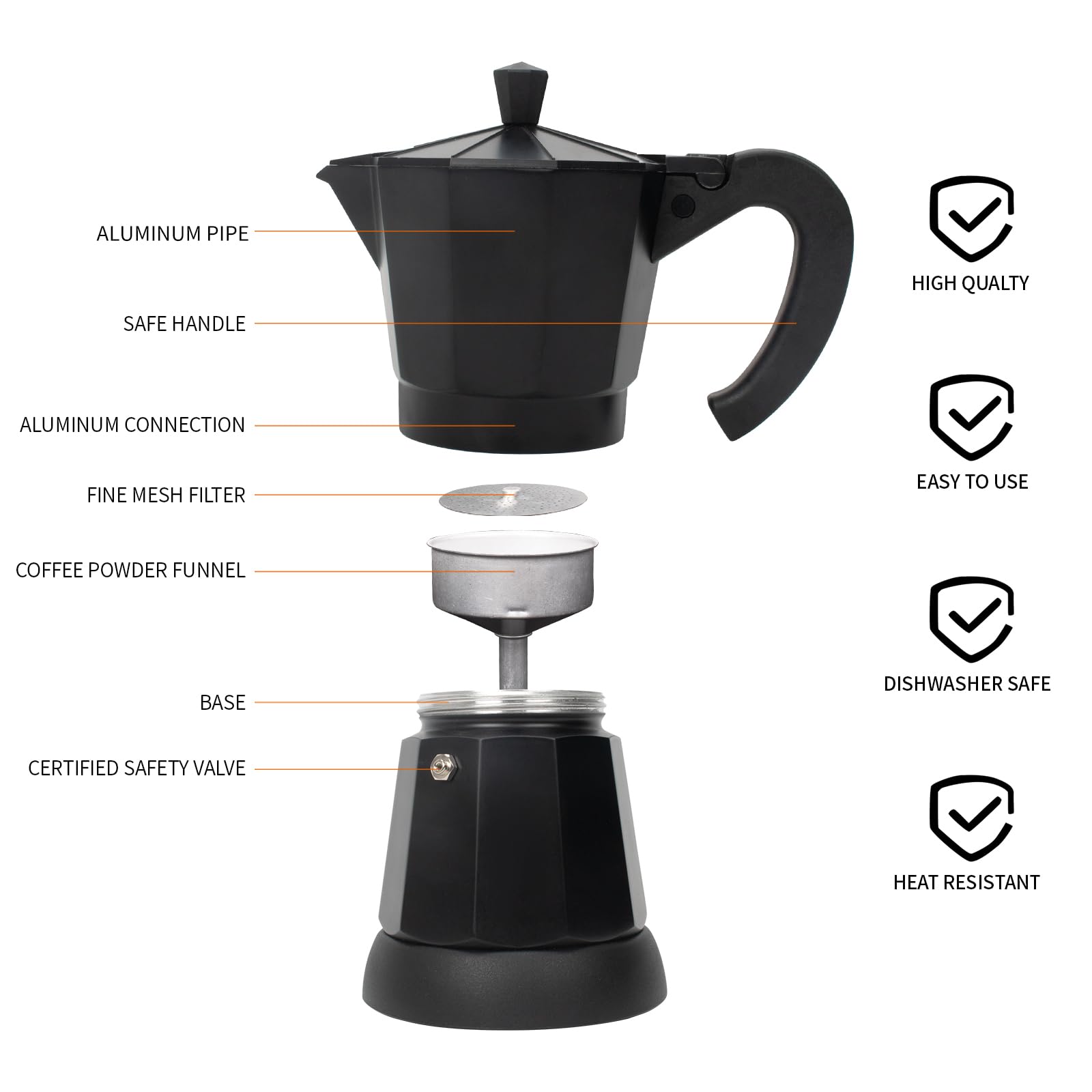 LAOION Cafetera - Caffettiera portatile da 6 tazze, 300 ml, caffettiera elettrica Electricas Modernas, moka elettrica con base rimovibile e protezione contro il surriscaldamento, regalo per casa e