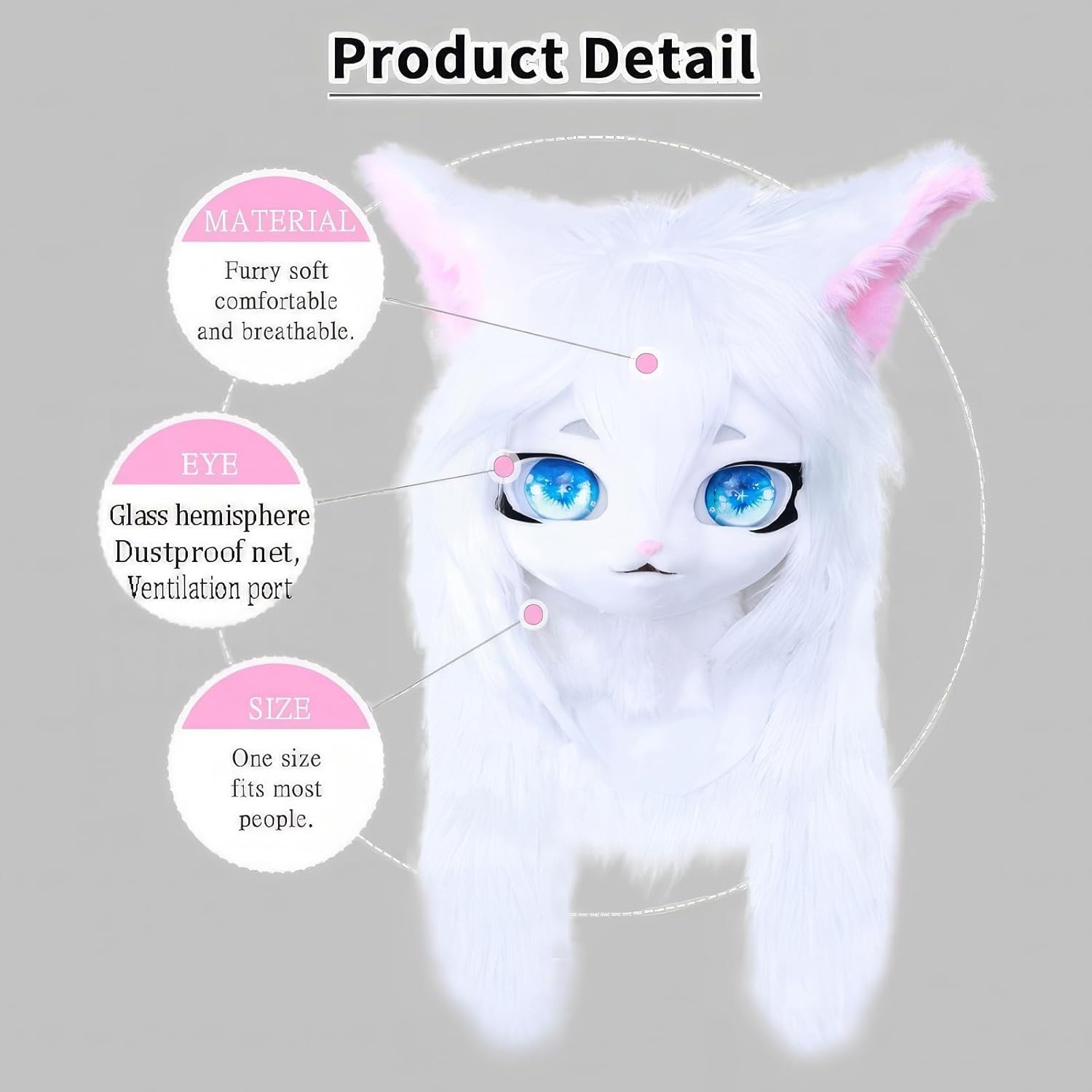 KIG Furry Animal Headband, Furry Wearable Headband, Suitable Halloween Role Play Accessories(A)