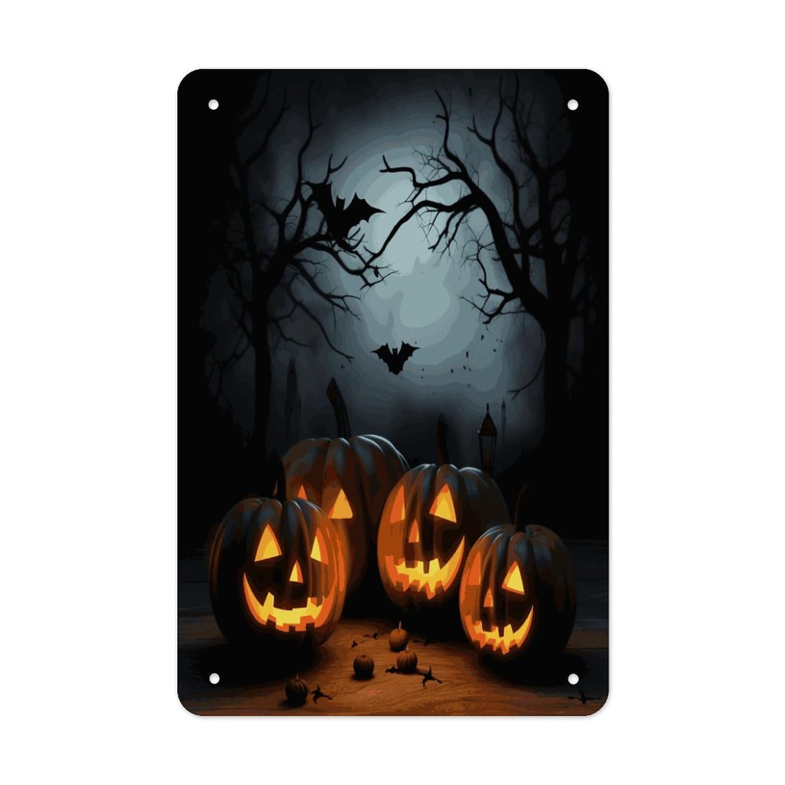 Btcowzrv Style Halloween With Pumpkins Metal Tin Sign Wall Decor Hanging Plaque