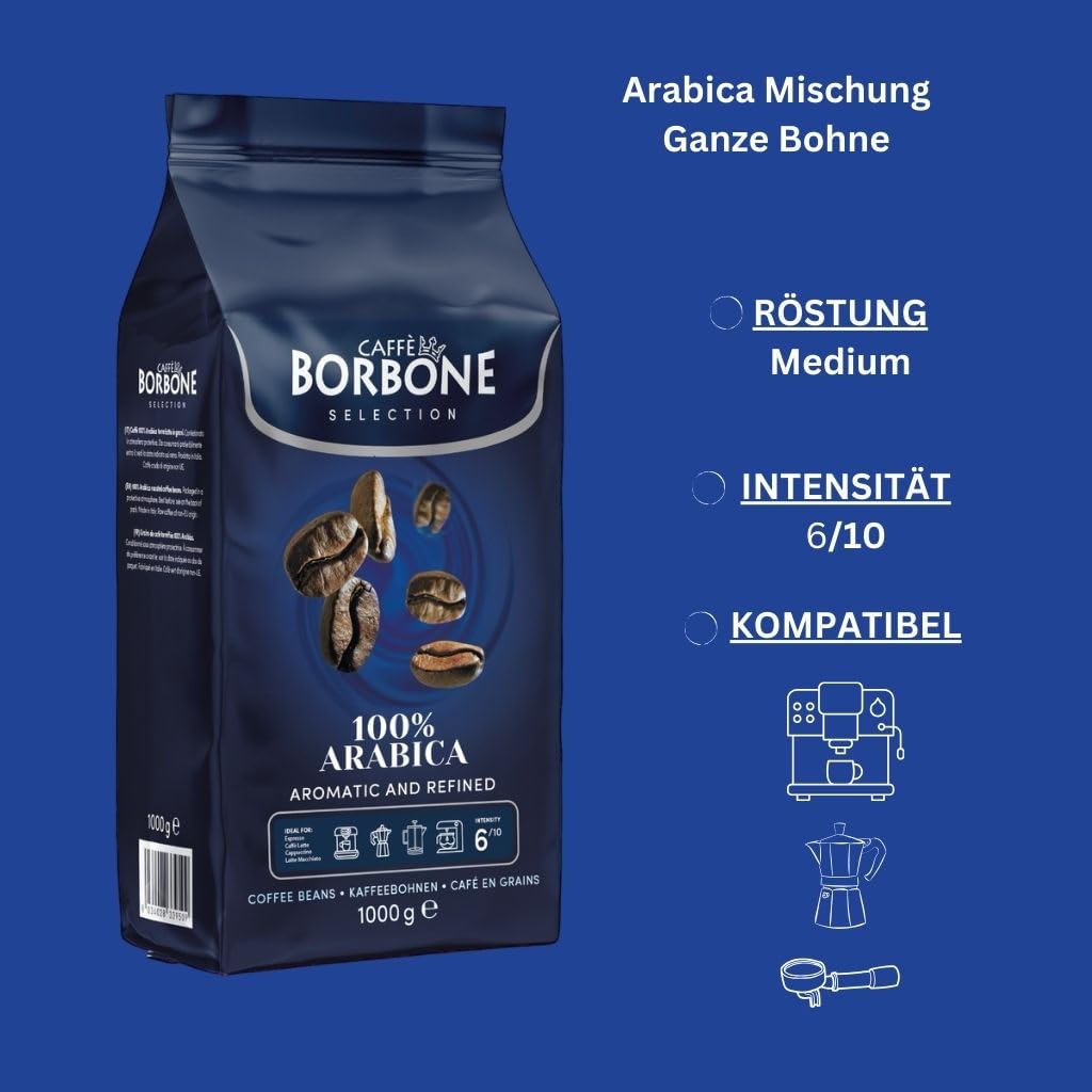 Caffè Borbone Kaffee Bohnen Set 2Kg 100% Arabica Selection + Belli Cantuccini Mandelgebäck 250g | Ganze Kaffeebohnen mittlere Röstung