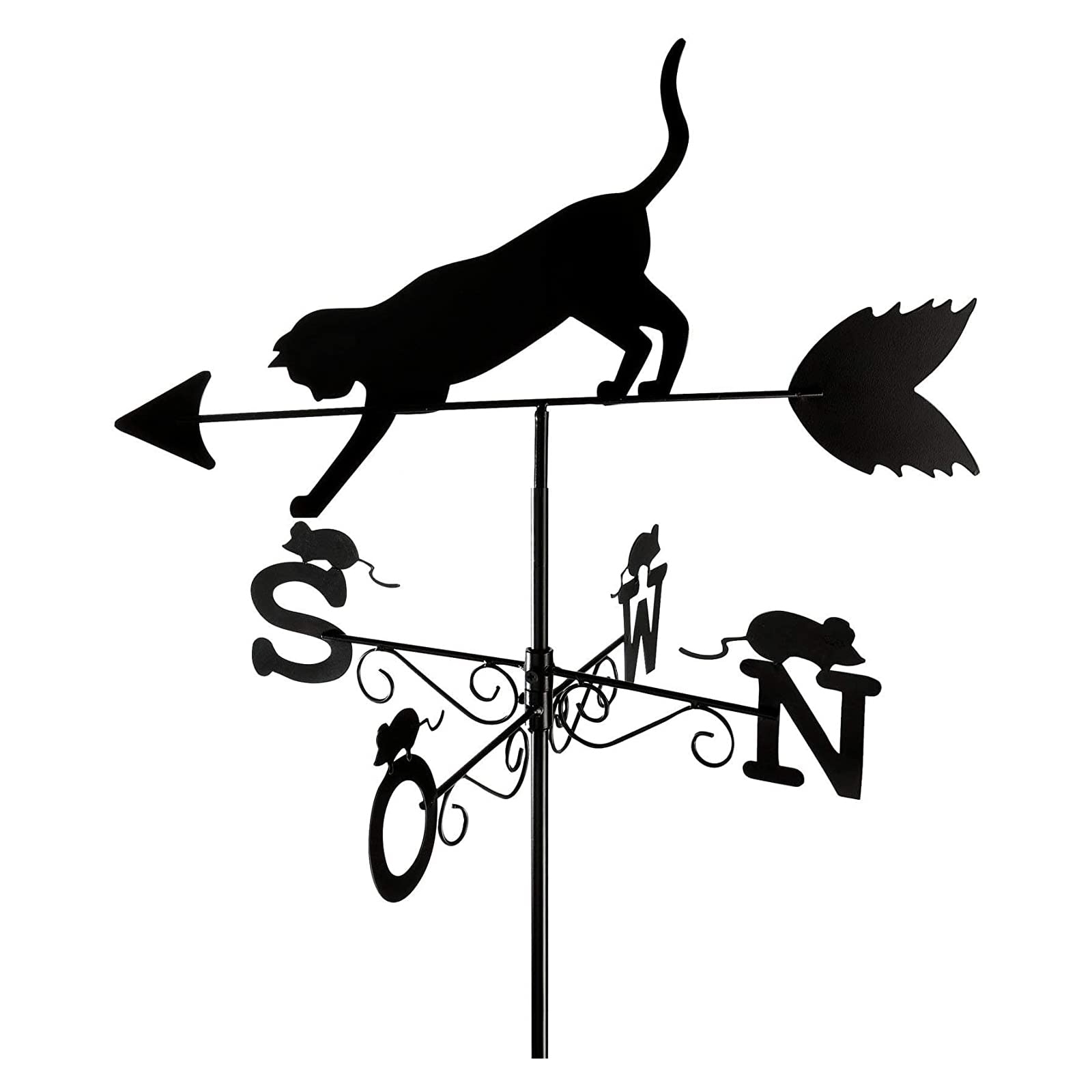 Veleta de viento decorativa con figura de gato y soporte para gazebo