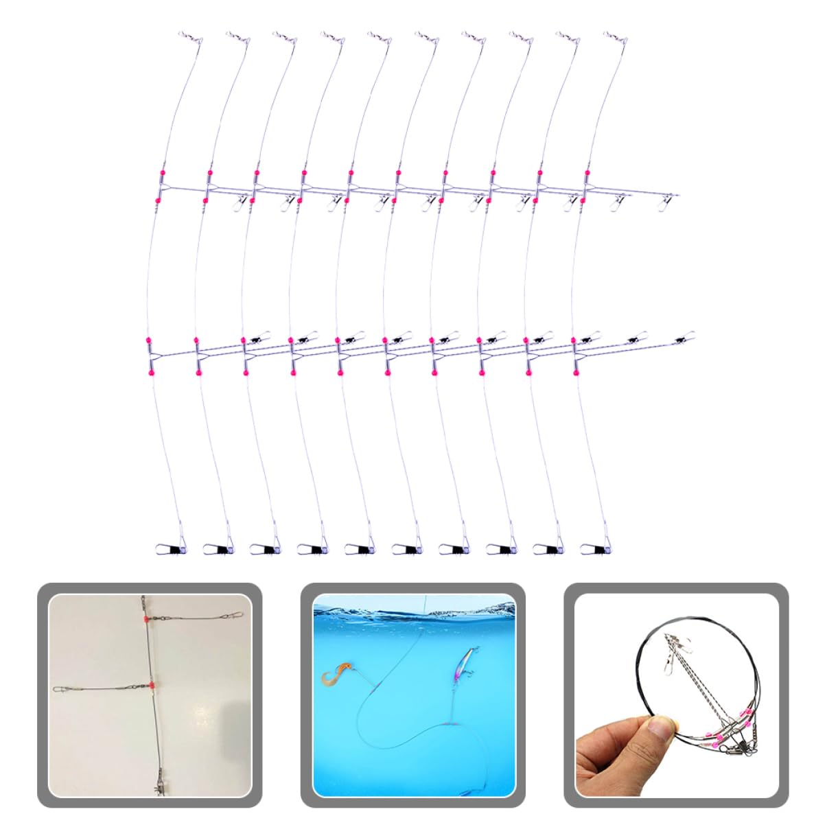 Toddmomy Lot De 5 Bas De Ligne De Pêche Pratiques Pour Leurres Rotatifs Deau Douce Haute Résistance Robustes Et Faciles À Nouer 10 Pièces X 5