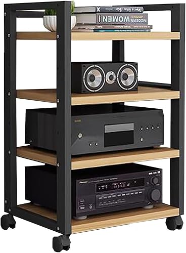 Miniatura 11 de Shelves Removable Audio Stand CD Rack Corner Rack Component Cabinet Stereo Rack Audio Tower with Height Adjustable Wooden Shelf for