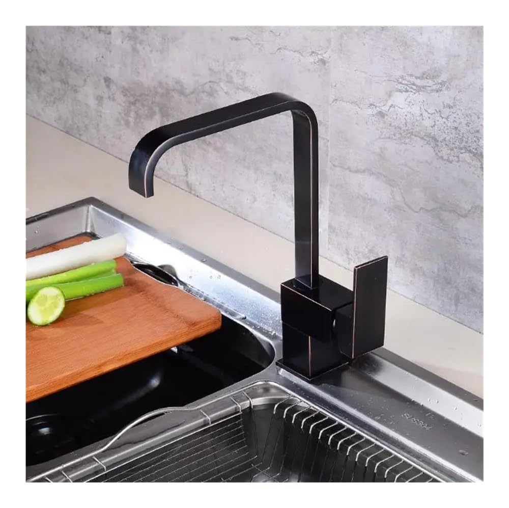 Kitchen Faucets Kitchen Water Tap Antique/Black Kitchen Sink Faucet, Single Handle Tall Spout Wash Basin Mixer Taps XT-108(Black,A)