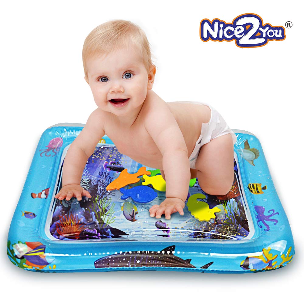 Nice2you Tummy Time Water Mat, Baby Toys for 3 6 9 Months, The Perfect Tummy Time Toy for Infant Early Development Activity Centers| BPA Free Splashing Water Play Mat Promotes Visual Stimulation