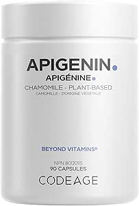 Codeage Apigenin Supplement, 3-Month Supply, Daily Flavonoid Chamomile Extract, Phospholipid Complex, Non-GMO Sunflower Oil, Phosphatidylcholine Vegan Blend, Gluten-Free, 90 Count