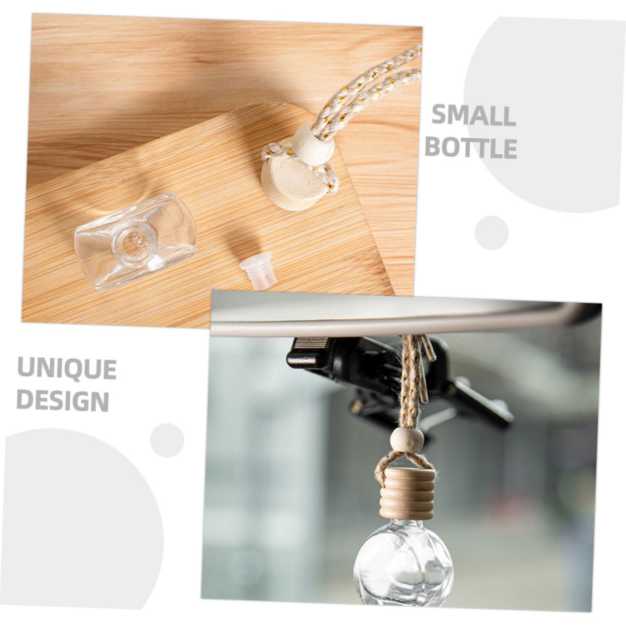 Gatuida 50stücke Auto Duftflasche Hängend Leere Glasflaschen Für Ätherische Öle Nachfüllbare Parfüm Diffuser Für Auto Transparentes Design Mit Aufhängeseil