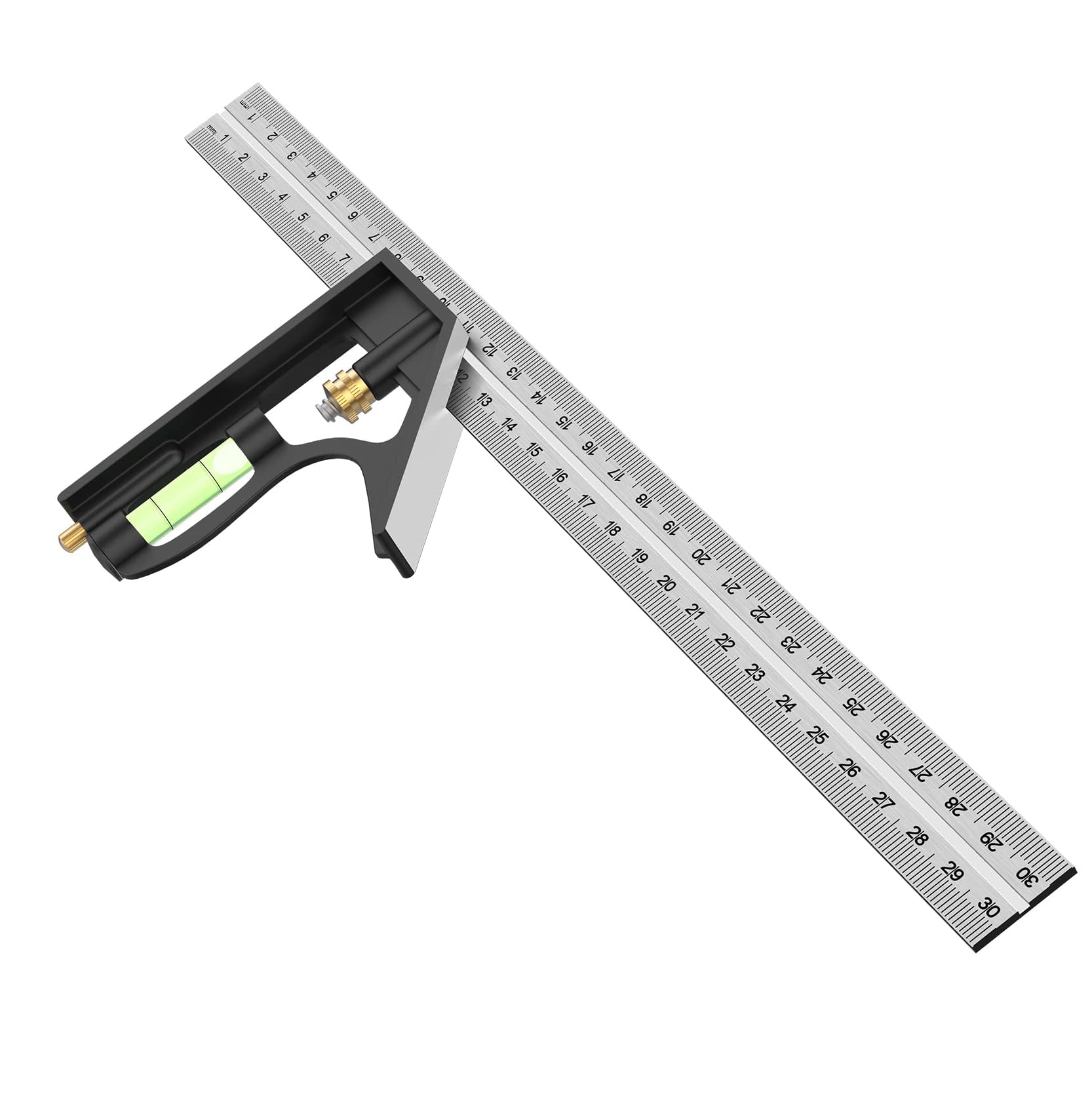 LBOYLOVECombination Square, 12'/300mm Stainless Steel Combo Square Carpentry Tools, 45/90 Degree Ruler with Bubble Level for Accurate and Adjustable Woodworking Measurement