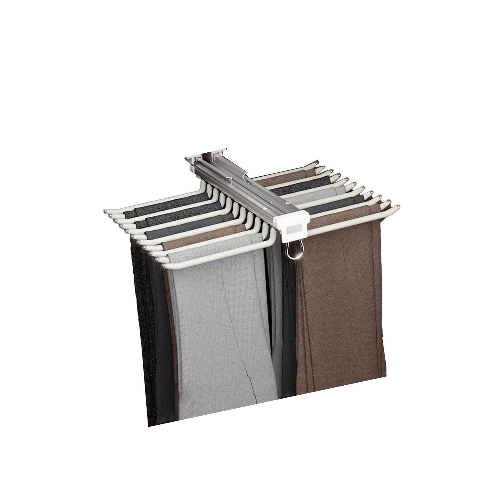 Percha retráctil para pantalones con 22 varillas, capacidad de 35 kg, ideal para jeans, bufandas y ropa, fácil mantenimiento, ahorra espacio (solo bastidor)