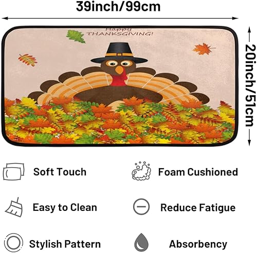 Miniatura 2 de Kitchen Rugs Maple Turkey Non Slip Absorbent Kitchen Mat Washable Rug 39 x 20 Inch Suitable for Entrance Bedroom Living Room Dining Room Kitchen