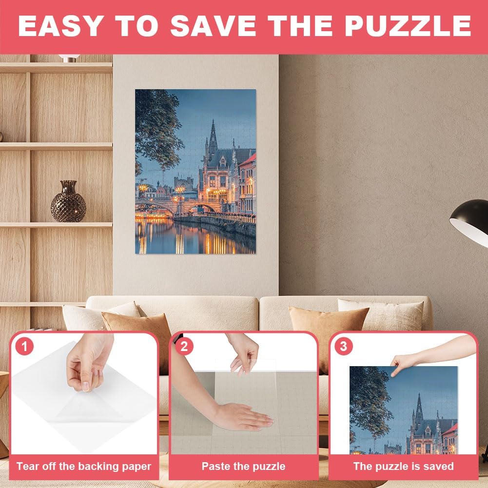 Ainiv 32 sztuk kej puzzli,przezroczysta folia układanki,arkusze samoprzylepne do puzzli, łatwy do zamocowania klej puzzle,samoprzylepna oszczędzająca układankę