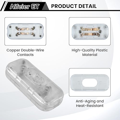 Miniatura 10 de Interruptor de cable en línea AC 250 V 6 A encendidoapagado de la lámpara de control del aparato interruptor basculante para electrodomésticos o