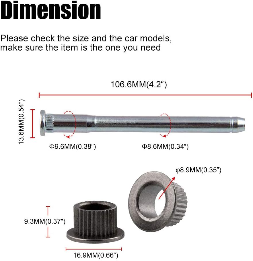 RULLINE Door Hinge Pin and Bushing Repair Kits (4 pins 2 Door) Compatible with 1994-2004 Chevy S10 & GMC S15