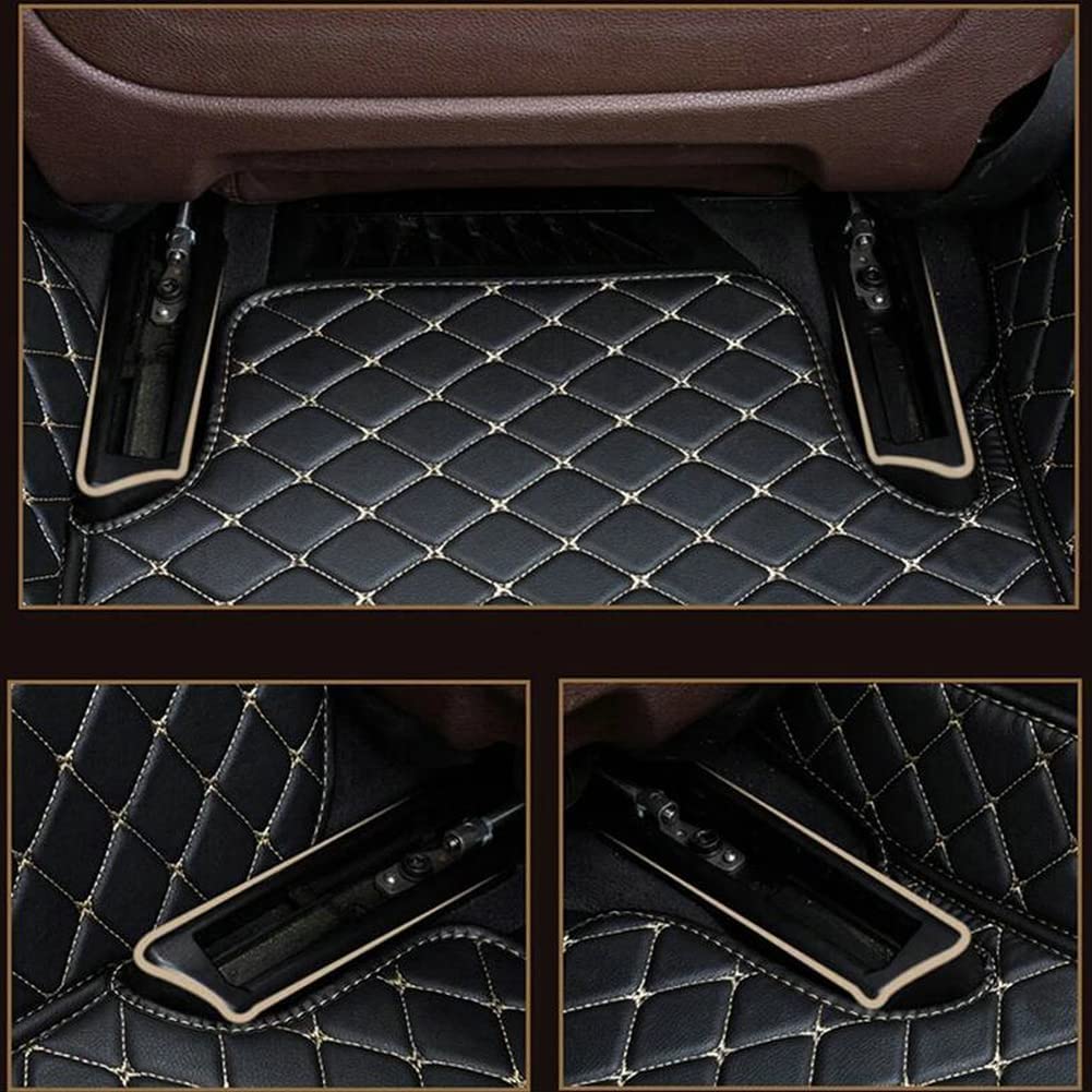 Custom Car Floor Mats Fit for 99% Sedan SUV Sports Car Full Coverage Pads Leather Floor Liners Mat Women Men (Black with red line)