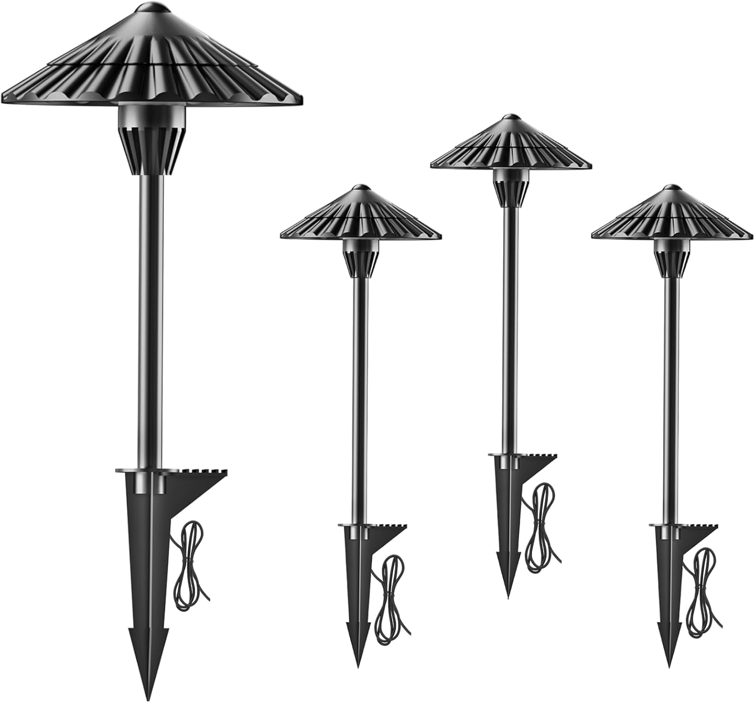 4 Pack 3000K Low Voltage Landscape Lights, 5W 500LM Outdoor Pathway Lighting, 12V IP65 Waterproof Landscape Path Lights for Walkway Yard Garden, CRI 90+, Aluminum, ETL Listed Cord