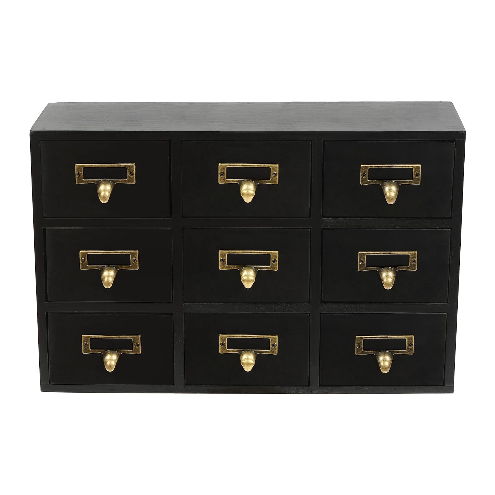 Organizador de Literatura, catálogo de Tarjetas, cajón, botiquín con 9 cajones, Mueble para Manualidades, Medicina, joyería, Maquillaje (Mueble de Almacenamiento Negro de 9 cajones
