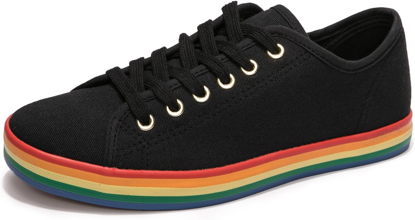 BENEKER Women’s Low Top Canvas Shoes Lace up Fashion Sneakers Casual Comfort Walking Shoes