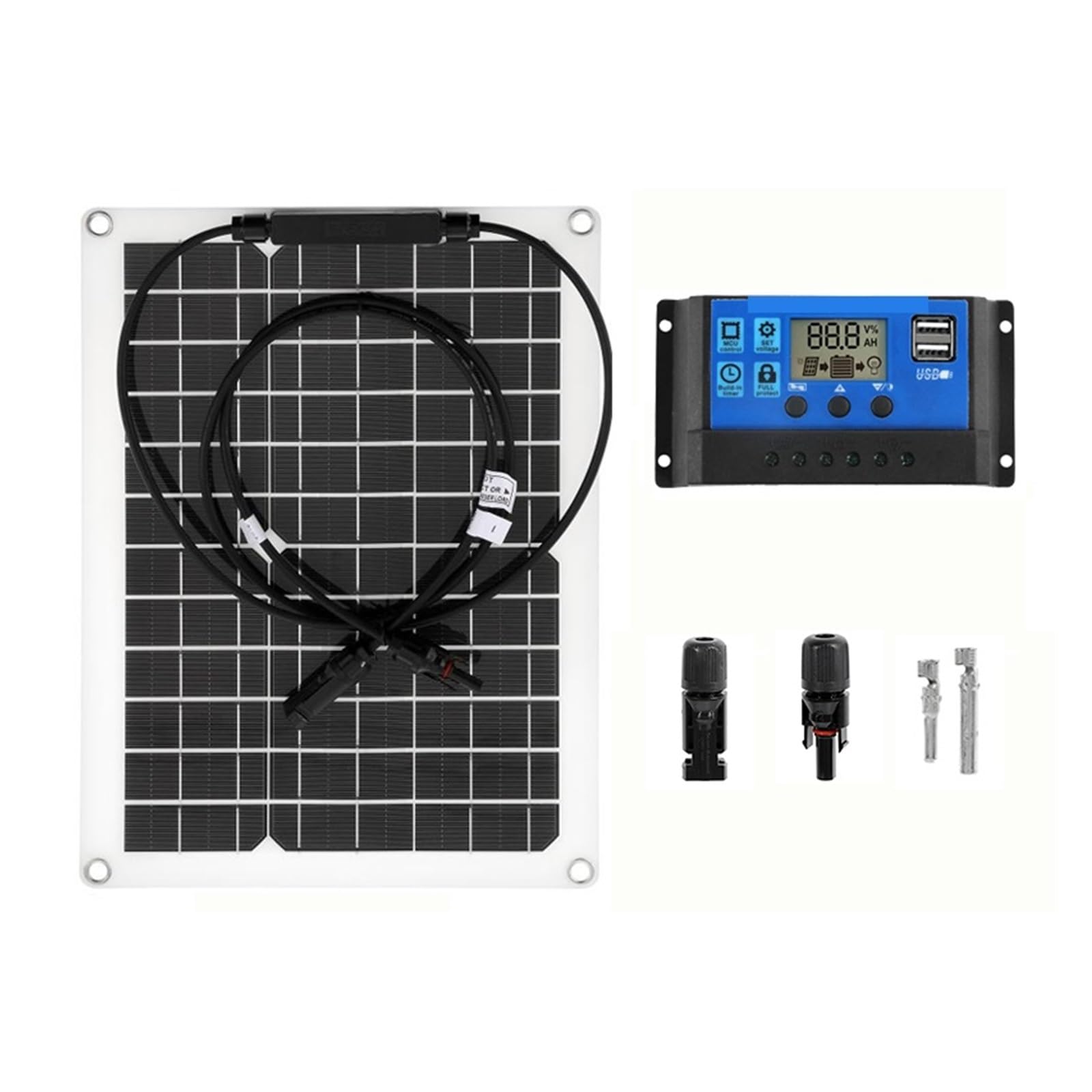 Solarstromanlage for Wechselrichter-Kit, Solarpanel-Batterieladegerät mit Controller, Heimnetz, Camp-Telefon Einfache Installation(1200W Inverter kit)