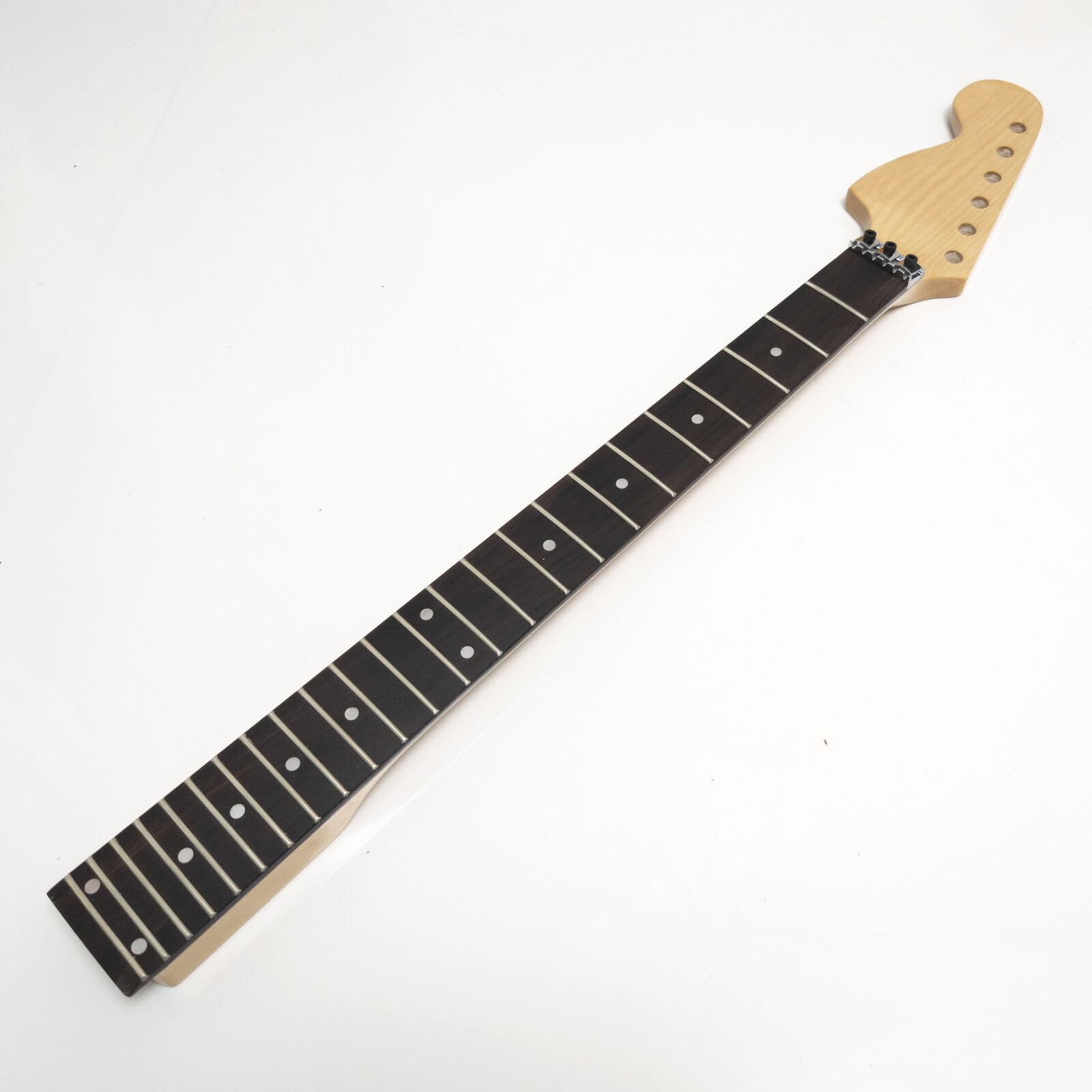 Electric Guitar Neck Maple 24 Frets for Fender Stratocaster Reverse Headstock with Locking Nut- Replacement for USA/Mexico Strat, Rosewood Fingerboard, Medium Jumbo Frets