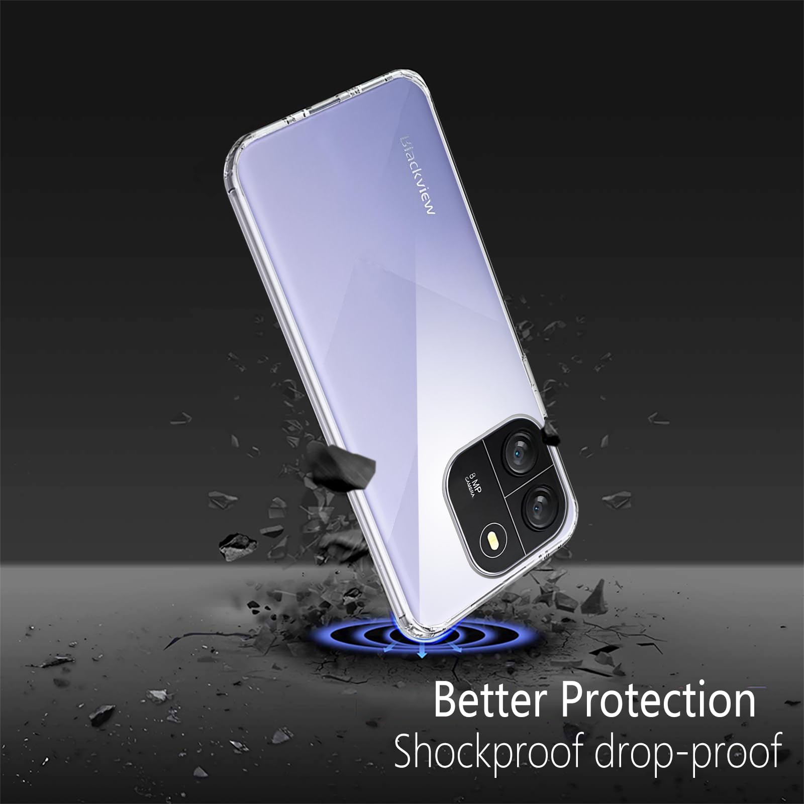 Coque Complète Blackview Shark 6 Avec 2 Verres Trempés - Protection Anti-choc Transparente - Silicone Souple